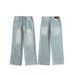 American Style Distressed Washed Loose Slimming Wide-Leg Jeans Casual Straight Pants_viptrois.com