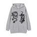 Mother Kids Dragon Print Zipper Sweatshirt Street Fashion Hoodie Trend Loose Fleece Jacket_viptrois.com
