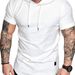 Summer men's casual and fashionable solid color hooded short sleeved T-shirt_viptrois.com