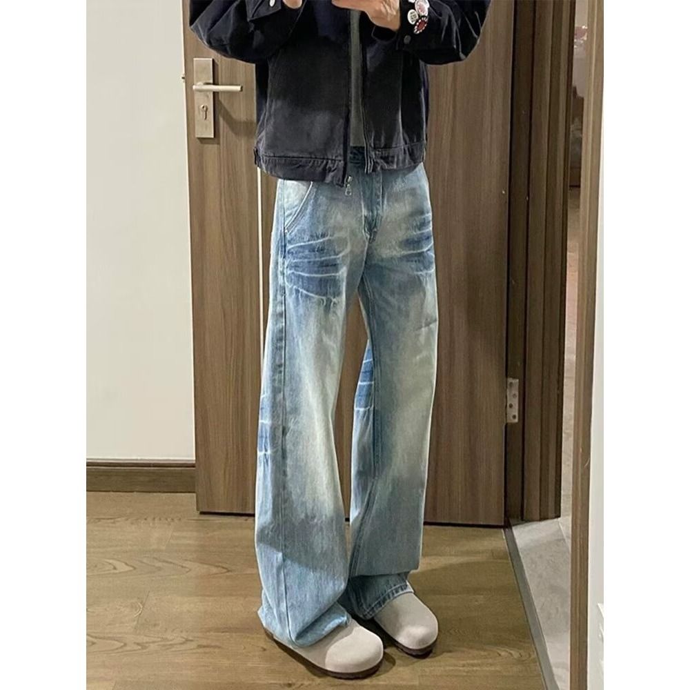 Versatile, Trendy, Fashionable, New Harajuku Style Minimalist Denim Trousers, Exuding A Sophisticated, Relaxed, And Artistic Japanese Vibe._viptrois.com