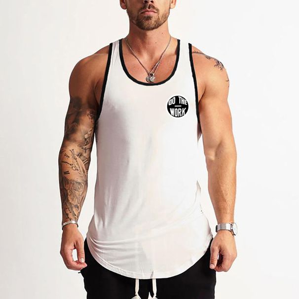 Cross-border Men's American I-shaped Back Fitness Vest Slim-fit Elastic Top T-shirt Bottoming Shirt Guochao Splicing Top_viptrois.com