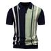 2025 Summer New Men's Lapel Knitted Striped Patchwork European Size Short Sleeved Polo Shirt For Men_viptrois.com