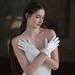 Unisex Wedding gloves White simple lace lace short bridal wedding dress dinner gloves_viptrois.com
