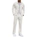 Men's Casual Corduroy Suit Set - Pure Color Button-Up Shirt With Dual Pockets & Matching Long Pants_viptrois.com