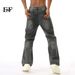 EF JEANS | 2024 New Washed Black Ash White Lightning Crack High Street Personality Jeans Trendy Men And Women_viptrois.com