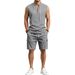 Men's Linen Shorts And T-Shirt Set - Breathable Summer Casual Outfit For Outdoor Workwear Style_viptrois.com