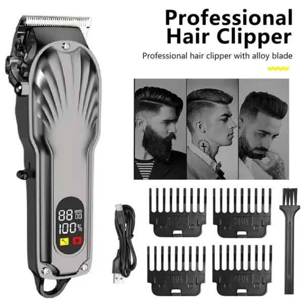 Cutting hine Professional Hair Clipper Beard Barber USB Rechargeable Electric Cordless Trimmer for Men_viptrois.com