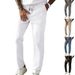 Men's Corduroy Trousers Style Drawstring Straight Leg Loose Fit Casual Long Pants Thin_viptrois.com
