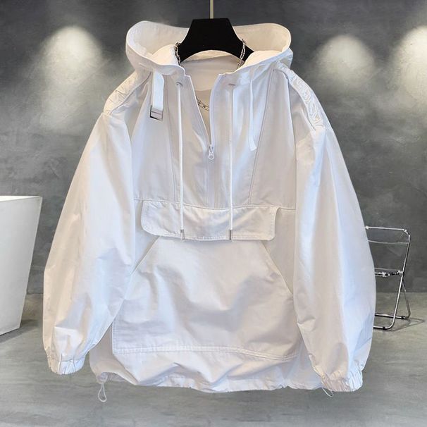 Men's Clothing Hooded Jacket Suit Men Ins Trendy Work Wear Splicing Design Windbreaker Long Sleeved Top With Loose_viptrois.com
