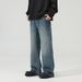 Men's Clothing & Archer0603 & Designer Lightning Crack Washed Jeans American Retro Slightly Flared Loose Pants Men's Trendy Brand_viptrois.com