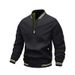 Men’s Baseball Jacket – Lightweight Corduroy Zip-Up Coat With Stand Collar (Grey/Black/Khaki/Green/Blue, M-5XL)_viptrois.com