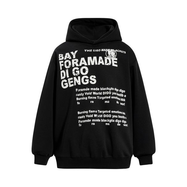 American High Street English Letter Print Hooded Men's Loose Pullover Top Vibe Trendy Autumn Winter Sweatshirt_viptrois.com