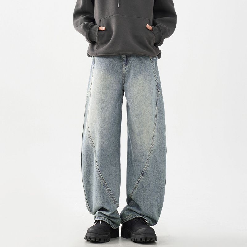 Men's Clothing Casual Pants Zipper Pocket Cuffed Sports Pants Spring And Autumn Cotton Large Size Loose Jeans_viptrois.com