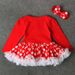 Christmas Girls and children spring and autumn red Santa Claus lace Peng Peng ha dress two-piece children's skirt ins_viptrois.com