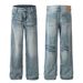 Men's Clothing 2025 Neutral Trendy Washed Blue Design High End Men's Straight Loose Jeans_viptrois.com