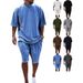Men's Clothing New Summer Men's Leisure Suit Solid Color Sports Men's Suit Loose Fashion Short Sleeve_viptrois.com