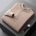 1 100% Wool Sweater For Men, Half Turtleneck, Zipper, Thickened Base Sweater, Autumn Winter Business Casual Solid Color_viptrois.com