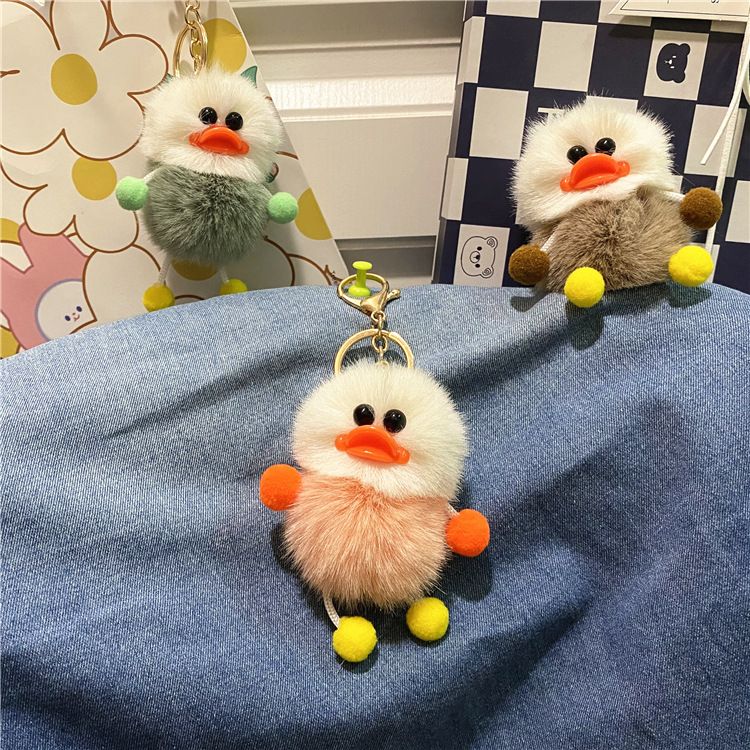 Bag Charm Ugly And Cute Internet Celebrity Duck Keychain Cute Plush Student Bag Pendant Cartoon Elf Car Keychain Accessories_viptrois.com