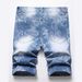 Men's Clothing Fashion Elastic Printed Personalized Denim Shorts_viptrois.com