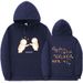 Fashion Printed Couple Astronaut Hooded Loose Unisex Casual Sports Ribbed Hem Sweatshirt_viptrois.com