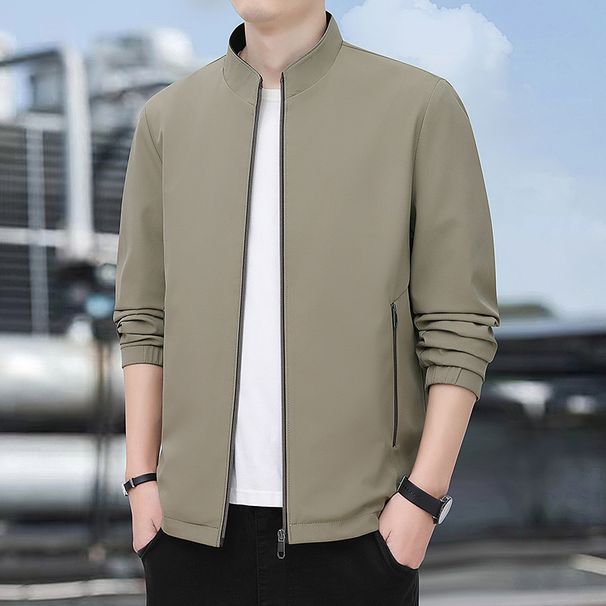 Trendy Versatile Men's Spring Autumn Jackets, Stand Up Collars, Business Casual, Middle-Aged Elderly Dad Outfits, Tops_viptrois.com