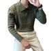 Oversized Men's Long Sleeve Polo Shirt Knit Business Casual V-Neck Relaxed Fit T-Shirt Lightweight Polyester for Office And Travel S-2XL_viptrois.com