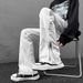 Loom Retro Jeans For Men, European And American High Street Vibe Style, Black Stretch Loose Straight Casual Pants_viptrois.com