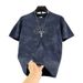 Men's Clothing Men's Summer Fashion Light Luxury Tie Dye Letter Embroidery Short Sleeve T-Shirt Simple Patchwork Cool Versatile Crew Neck Top_viptrois.com