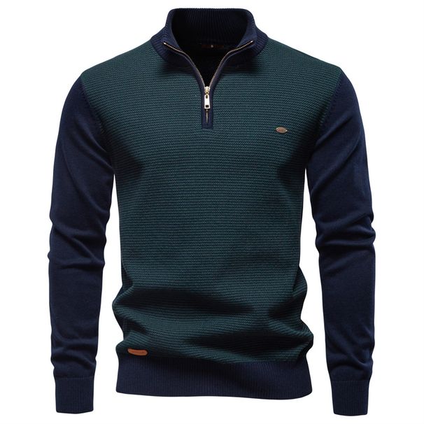 Nordmann 2025 Autumn Winter New Half-Zip's Stand Collar Cotton European Size High-Quality Business Casual Knitted Sweater For_viptrois.com