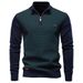 Half Zipper Men's Stand-Up Collar Cotton Sweater High Quality Business Casual Knitted Sweater Men's_viptrois.com