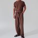 Men's Clothing Spring And Summer New Texture Men's Round Neck T Shirt Tops Casual Trousers Fashionable Men's Suit_viptrois.com