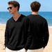 Men's Clothing Men's Jacquard Knit Sweater Casual Long Sleeve Pullover High-Street Loose Fit T-Shirt Top_viptrois.com
