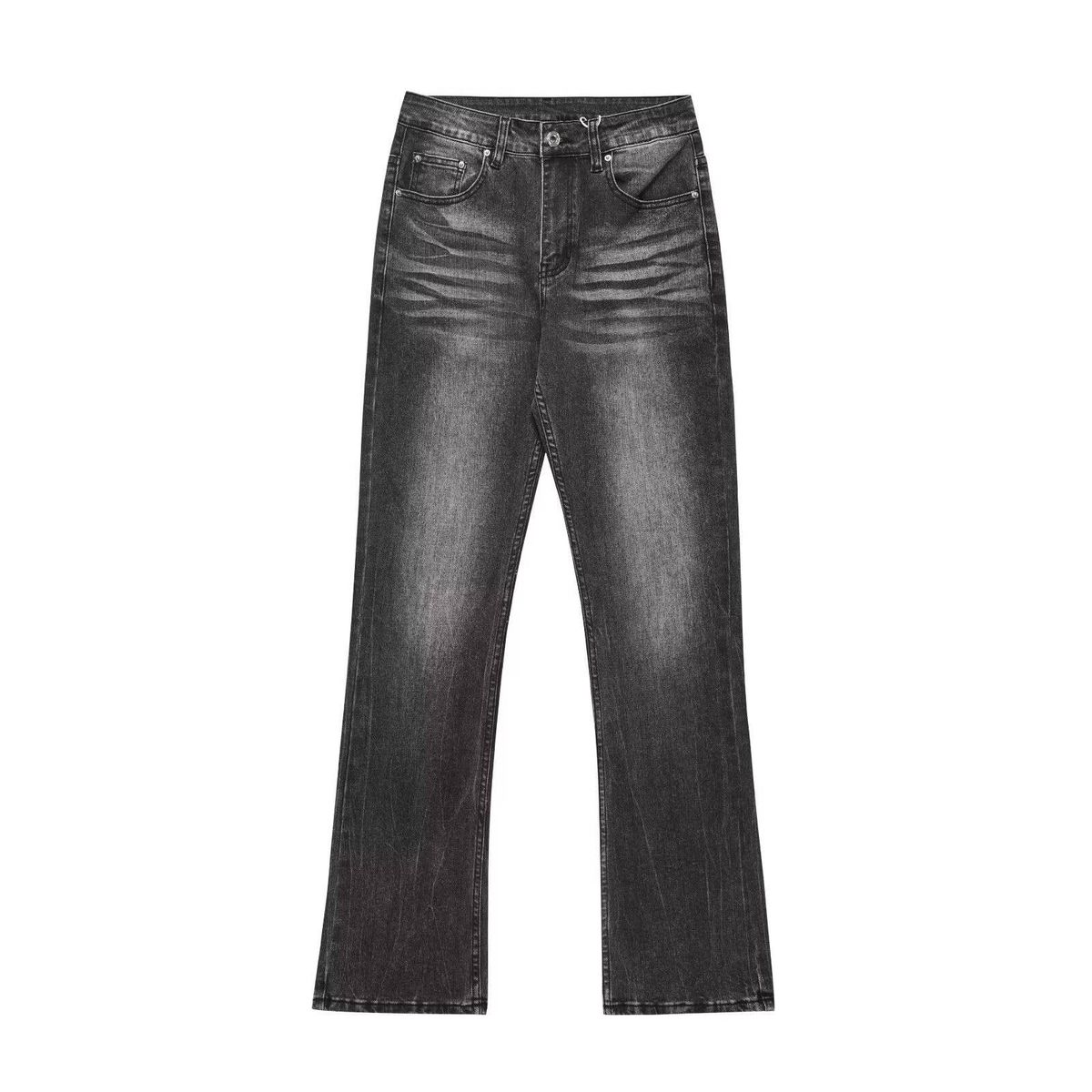Men's ClothingAmerican High Street Vibe Style Washed Black Flared Couple Jeans Slim Fit Drape Pants Trendy New Style_viptrois.com