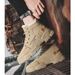 Men's Winter Work Boots High Top Casual Shoes With Fleece Lining, Waterproof Anti-Slip Rubber Sole For Outdoor Snow Hiking_viptrois.com