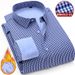 Men's Winter Flannel Long Sleeve Shirt - Thickened Warm Business Casual Striped Shirt For Dad, Comfortable & Stylish_viptrois.com