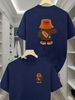 100% Pure Cotton Men's Summer Fashion Short Sleeved Cute Backpack Bear Pattern Printed Casual Slim Fit Versatile T-shirt Top_viptrois.com