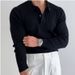 American Tough Guy Knitted Polo Shirt Muscle Men's Slim Long Sleeved Sweater T Shirt Lapel Pit Stripes Autumn And Winter New Warm_viptrois.com