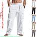 Men's Linen Trousers Spring Autumn Cargo Multi Pocket Straight Leg Loose Fit Pants_viptrois.com