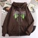 Cardigan Sweatshirt Skull Butterfly Street Hip Hop Gothic Harajuku Y2k Black Zipper Hoodie For Women_viptrois.com