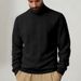 Men's Textured Jacquard High Neck Sweater – Winter Thermal Pullover (S-XXXL) – Minimalist Casual & Layering Essential_viptrois.com