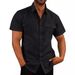 Men's Clothing New Summer Simple Shirt Men's Solid Color Collage Linen Cardigan Short Sleeve Loose Lapel Men's Shirt_viptrois.com