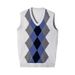 Men's Wool Blend V-Neck Sleeveless Vest - Classic Check & Camo Patterns, Slim Fit, Casual & Versatile Pullover Sweater Vest For Autumn_viptrois.com