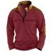 Nordmann European And American INS Cross-Border New Men's Patchwork Zipper Long Sleeve Sports Polo Shirt_viptrois.com