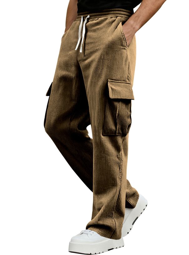 Men's Retro Corduroy Work Pants - Relaxed Fit, Wide Leg, Casual & Streetwear, Breathable & Wrinkle-Free (Grey/Black/Navy/Army Green/Khaki, S-Xxxl)_viptrois.com