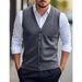 Men's Slim Fit Wool Blend Vest, Casual Sleeveless Knit Cardigan For All Seasons, V-Neck Double Breasted Waistcoat In Solid Colors_viptrois.com