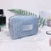 Makeup Tools & Accessories Velvet Cosmetic Bag, Large Capacity Portable Toiletry Bag, Embroidered Stripes, High Value Bridesmaid Storage Bag_viptrois.com