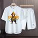 Men's Clothing 2024 Waffle Casual Summer Suit Men's Loose Teen Short sleeved T shirt Shorts Handsome Two piece Suit_viptrois.com