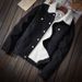 Trendy Men's Winter Light Colored Lamb Denim Korean Oversized Jacket, Plush And Thickened Top_viptrois.com