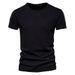 2025 Summer Hot Selling Men's Solid Color Bamboo Cotton Round Neck Short Sleeve T-shirt Bilingual Notes_viptrois.com
