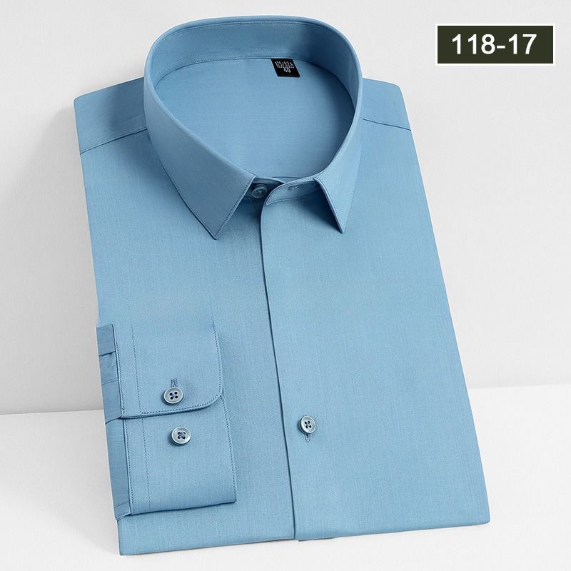 Men's Clothing Long Sleeve High Elastic Men's Stretch Bamboo Fiber Dress Shirt - Wrinkle-Resistant Business Casual Shirt With Hidden Placket_viptrois.com